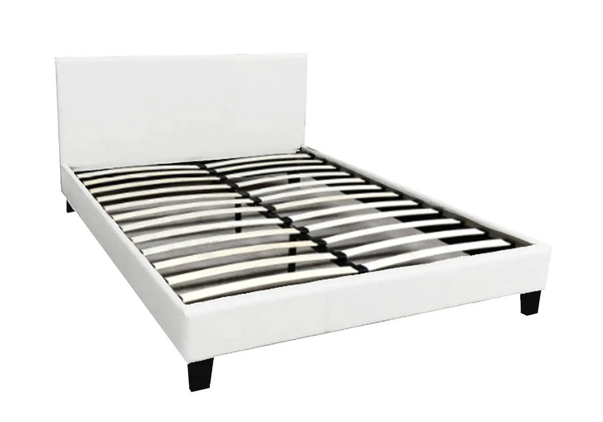 Lit double design moderne simili cuir blanc | Lido