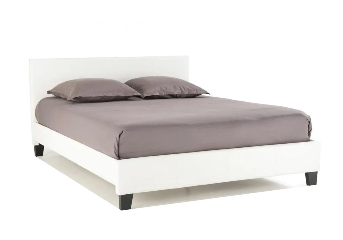 Lit double design moderne simili cuir blanc | Lido