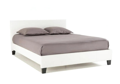 Lit double design moderne simili cuir blanc | Lido