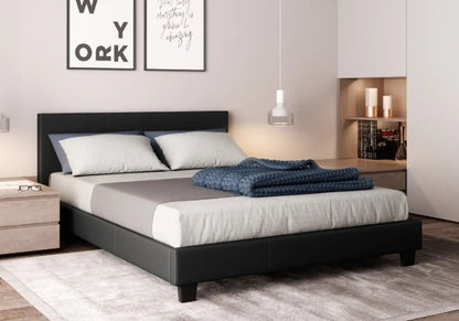 Lit double simili noir au design moderne | Lido