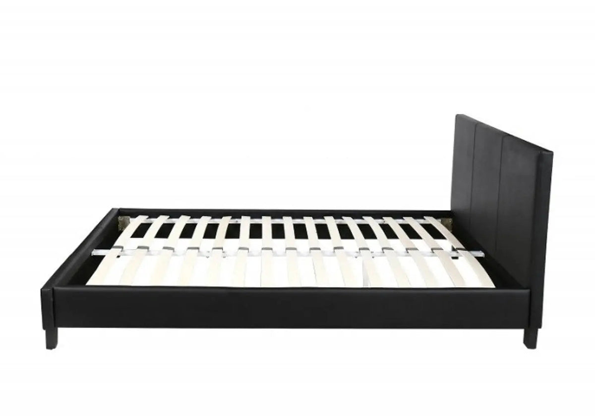 Lit double simili noir au design moderne | Lido