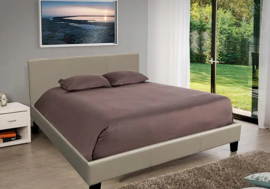 Lit double moderne et confortable simili taupe | Lido