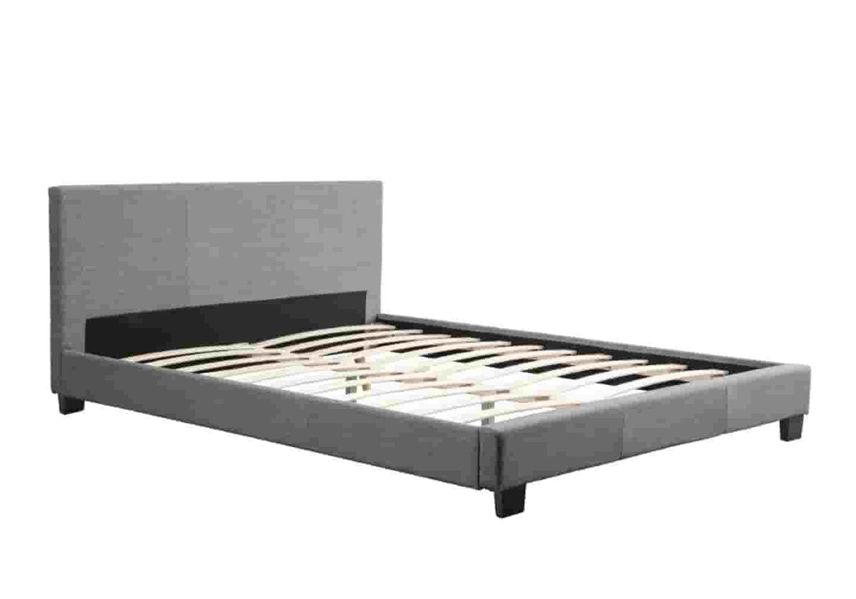 Lit double tissu gris moderne et confortable | Lido