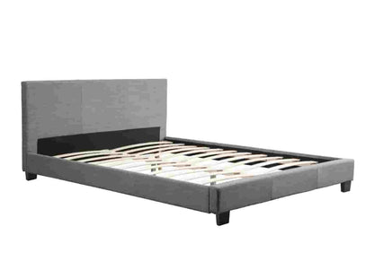 Lit double tissu gris moderne et confortable | Lido