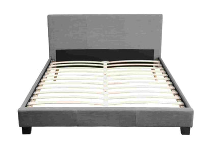 Lit double tissu gris moderne et confortable | Lido