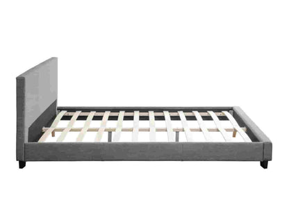Lit double tissu gris moderne et confortable | Lido