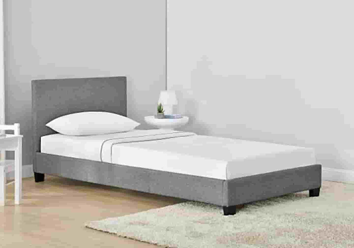 Lit double tissu gris moderne et confortable | Lido