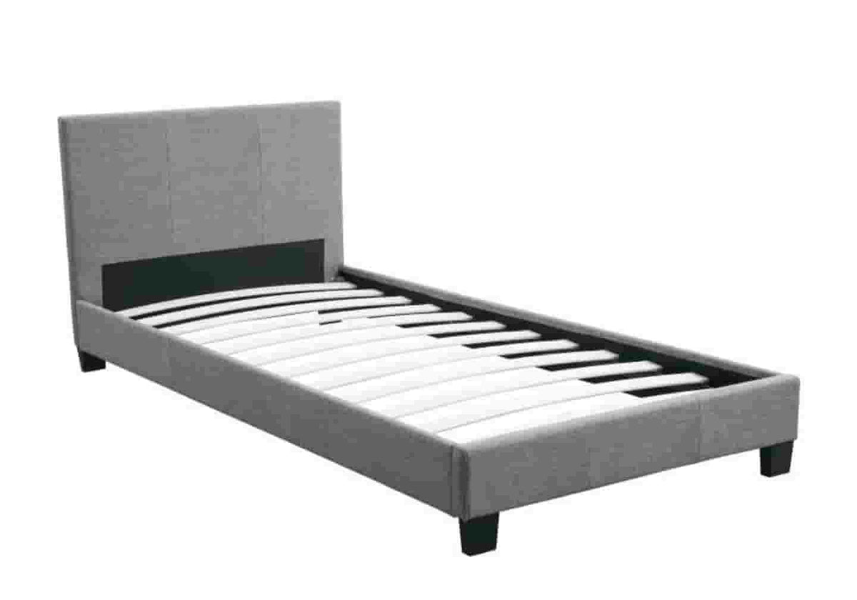Lit double tissu gris moderne et confortable | Lido