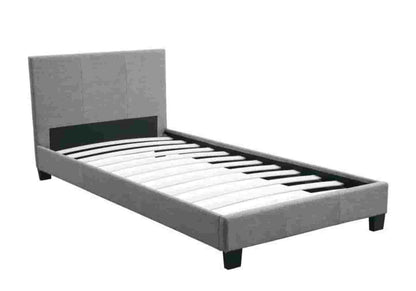 Lit double tissu gris moderne et confortable | Lido