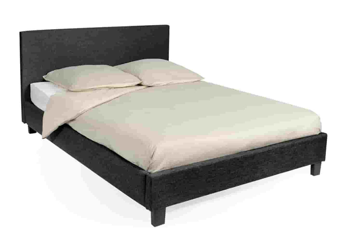Lit double tissu noir moderne et confortable | Lido