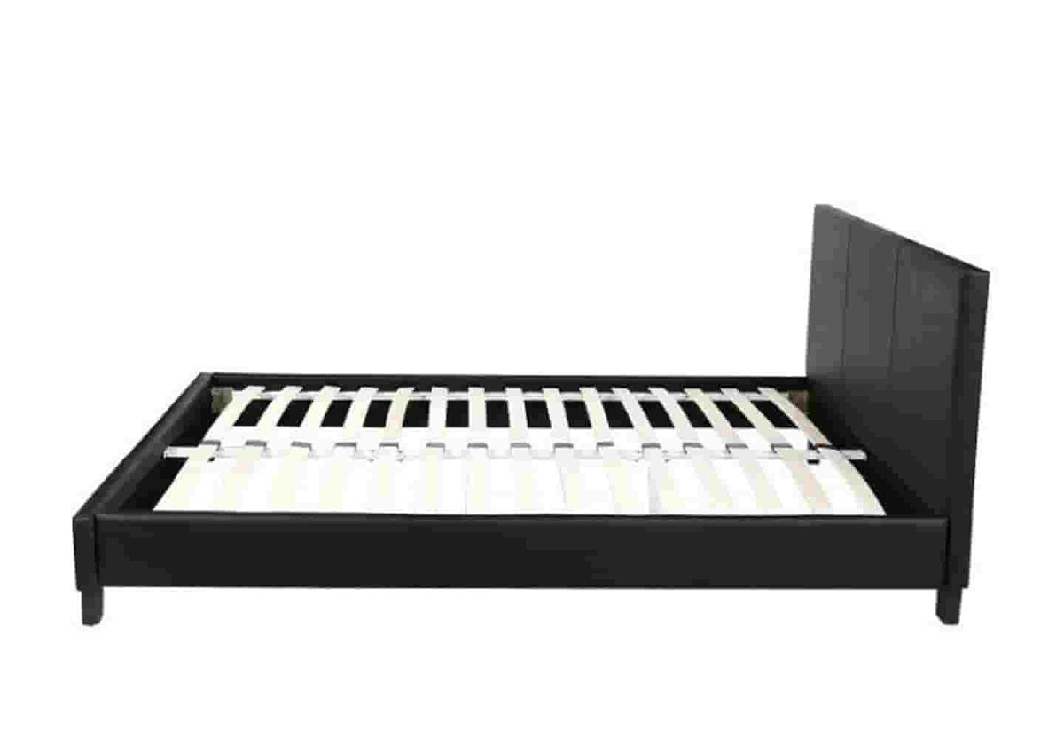 Lit double tissu noir moderne et confortable | Lido
