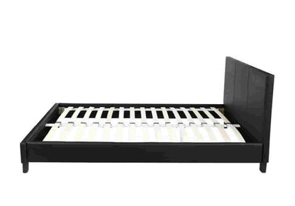 Lit double tissu noir moderne et confortable | Lido