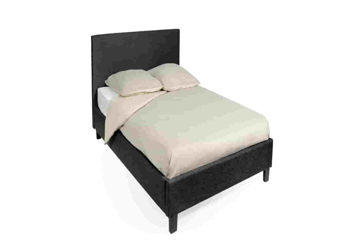 Lit double tissu noir moderne et confortable | Lido