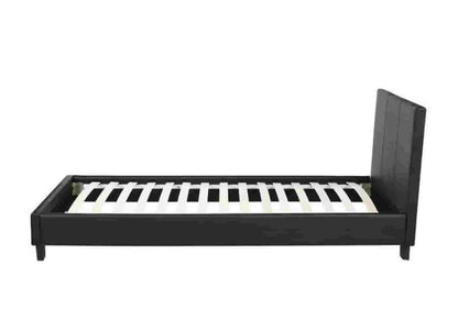 Lit double tissu noir moderne et confortable | Lido