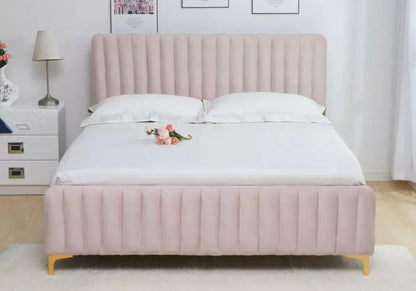 Lit double en rose moderne avec sommier | Nexa
