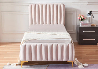 Lit double en rose moderne avec sommier | Nexa