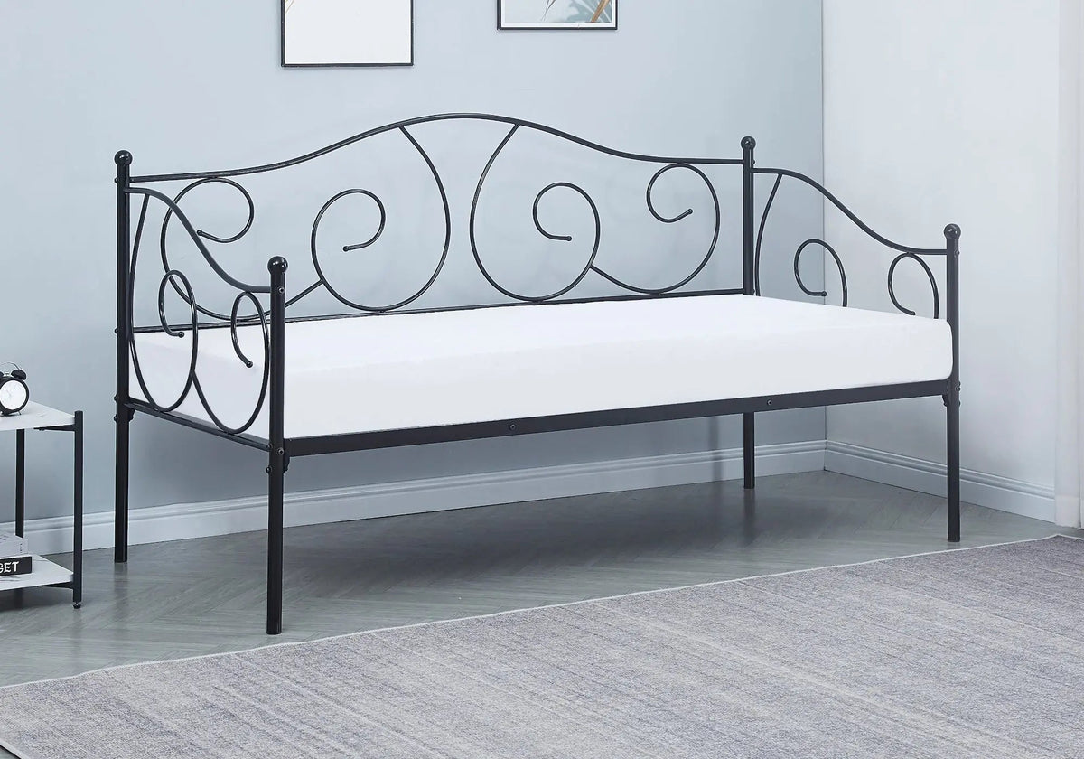 Lit simple en métal noir 90 cm pour chambre | Zelya