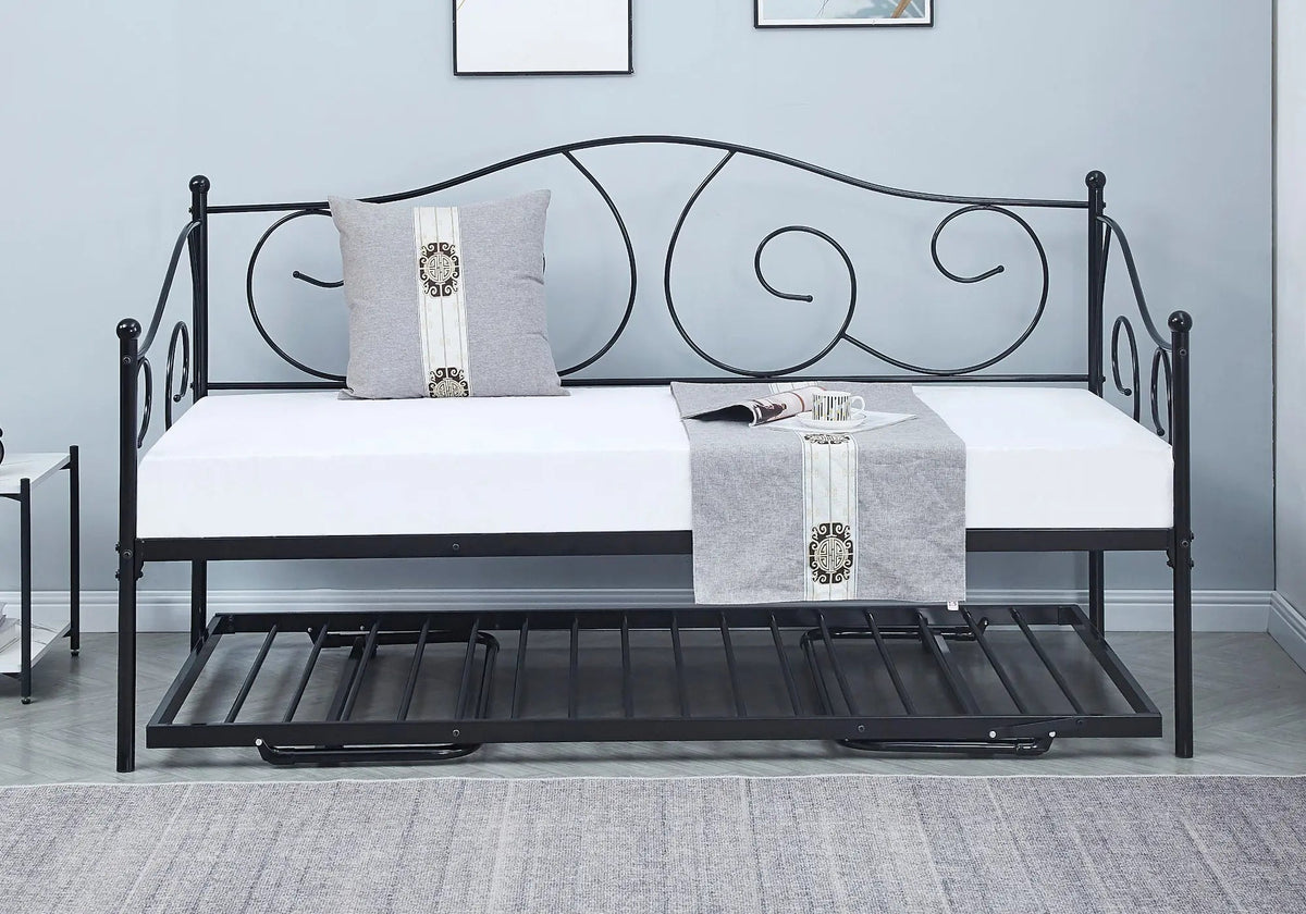 Lit simple en métal noir 90 cm pour chambre | Zelya