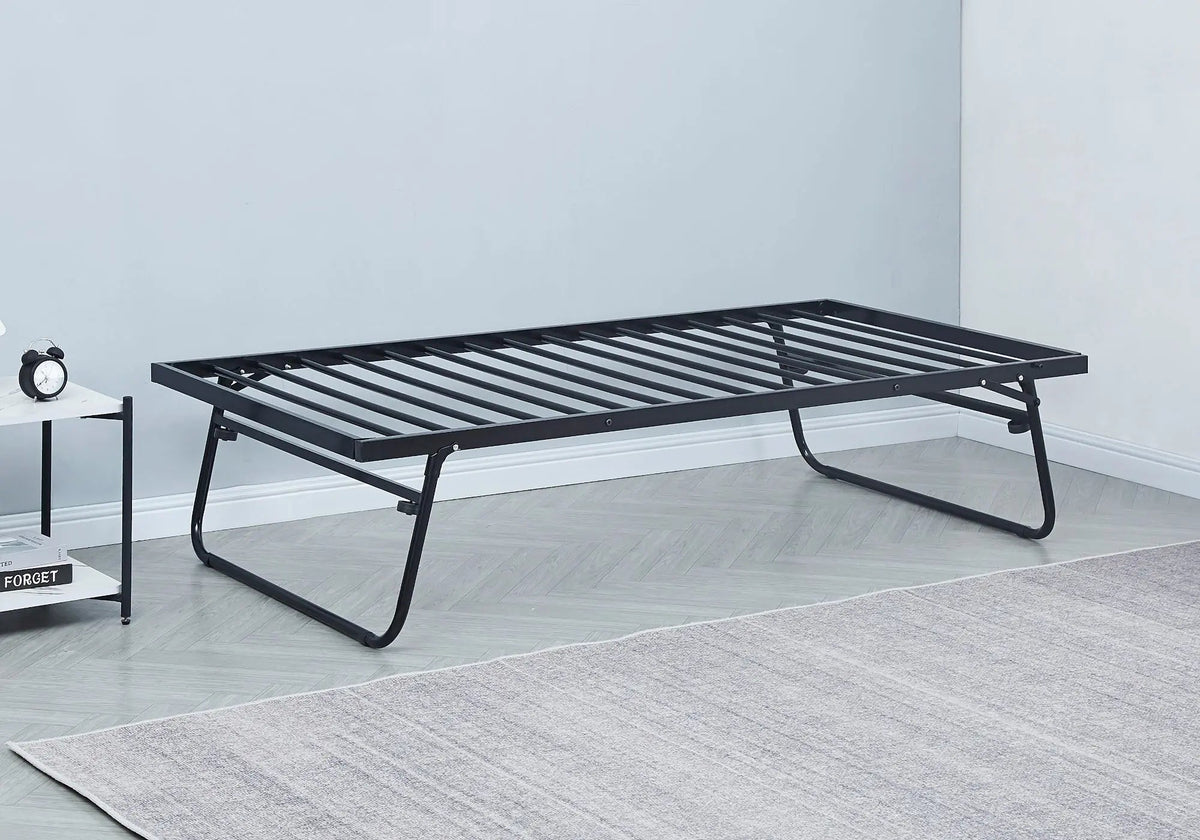 Lit simple en métal noir 90 cm pour chambre | Zelya
