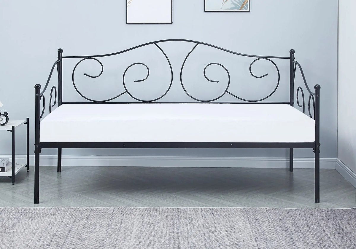 Lit simple en métal noir 90 cm pour chambre | Zelya