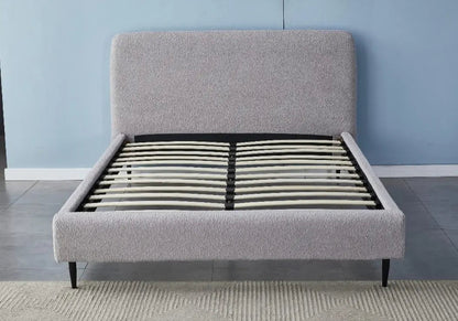 Lit tissu bouclé gris pour chambre moderne | Kivox