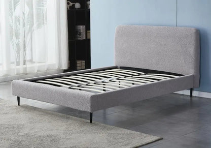 Lit tissu bouclé gris pour chambre moderne | Kivox