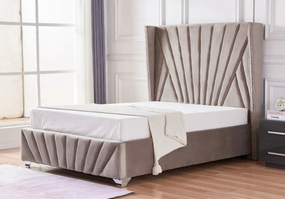 Lit king size moderne et élégant en beige | Dune