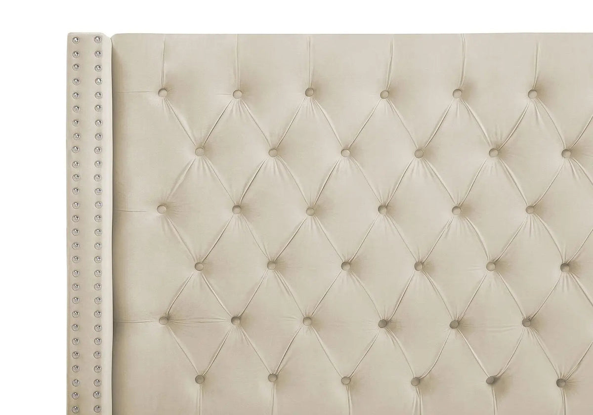 Lit double king size beige capitonné | Velar