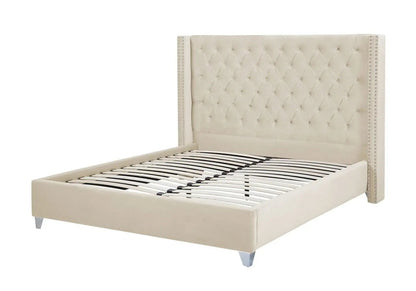 Lit double king size beige capitonné | Velar