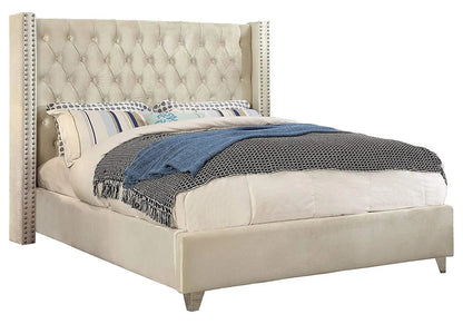 Lit double king size beige capitonné | Velar