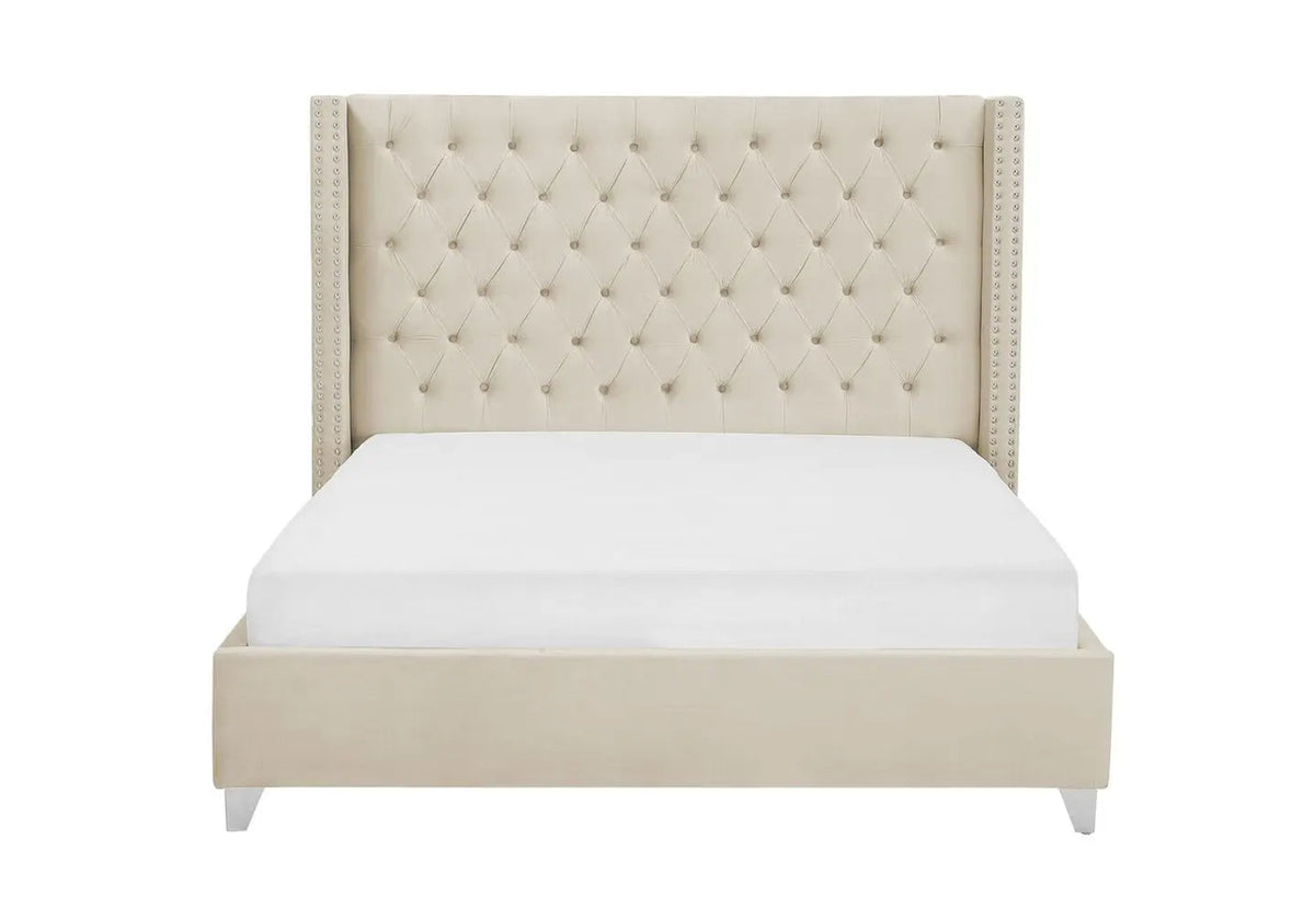 Lit double king size beige capitonné | Velar