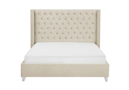 Lit double king size beige capitonné | Velar