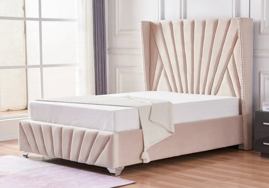 Lit king size gris moderne avec tête de lit | Dune
