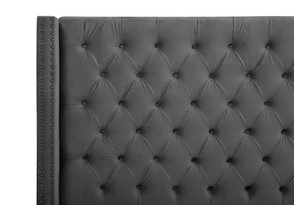 Lit king size 2 personnes gris capitonné | Velar