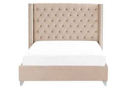Lit double king size velours capitonné nude | Velar