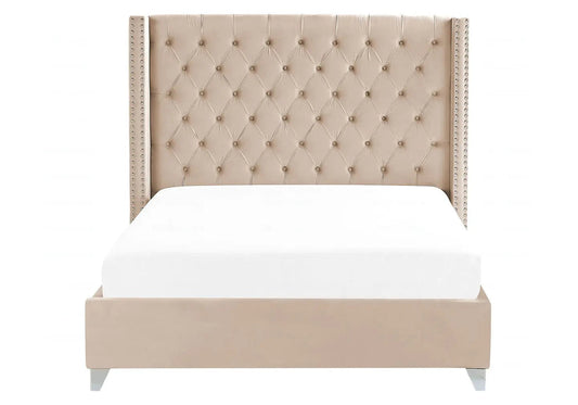 Lit double king size velours capitonné nude | Velar