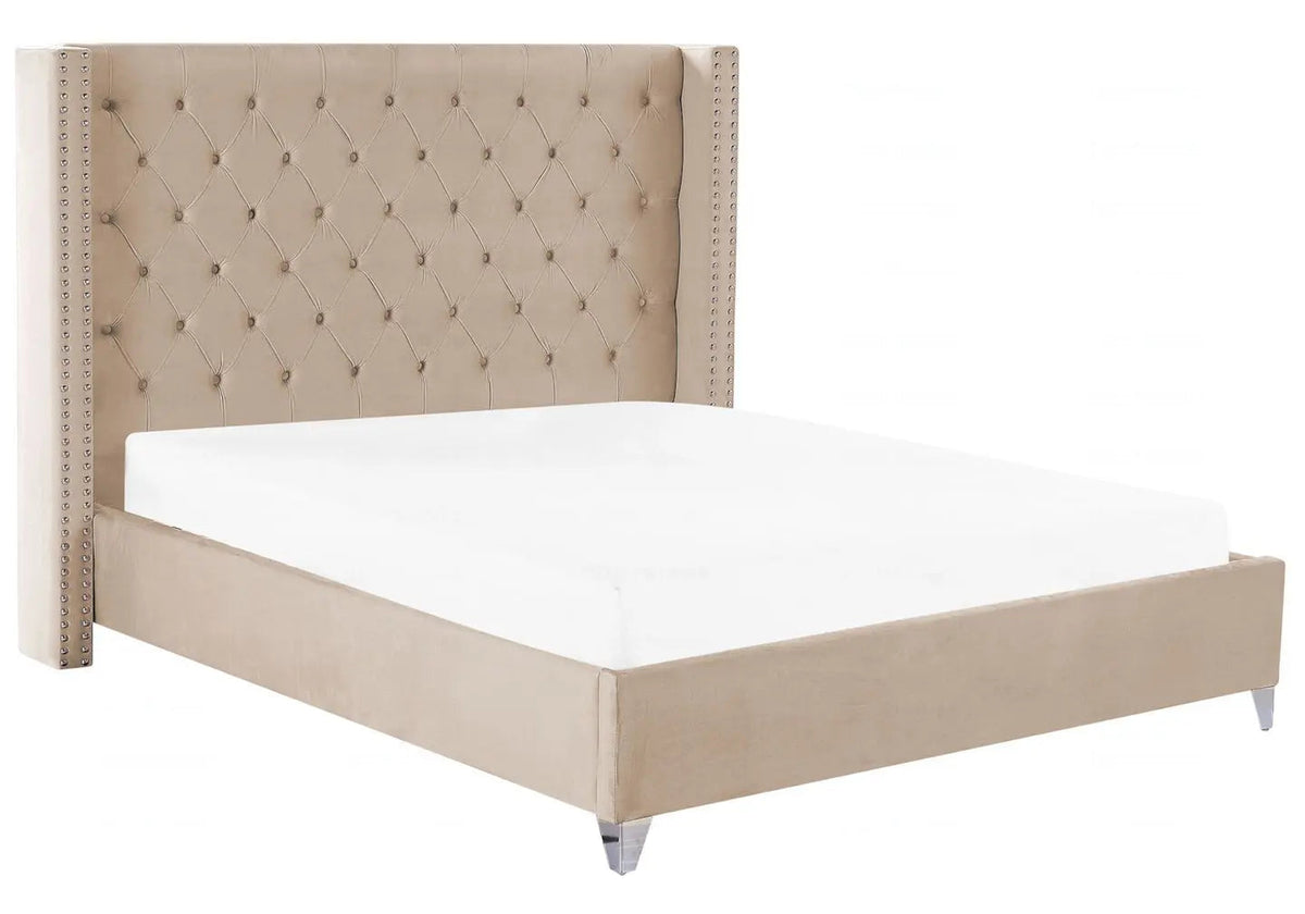 Lit double king size velours capitonné nude | Velar