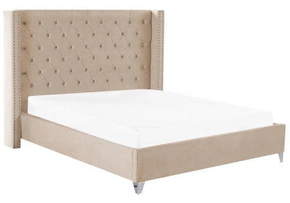 Lit double king size velours capitonné nude | Velar