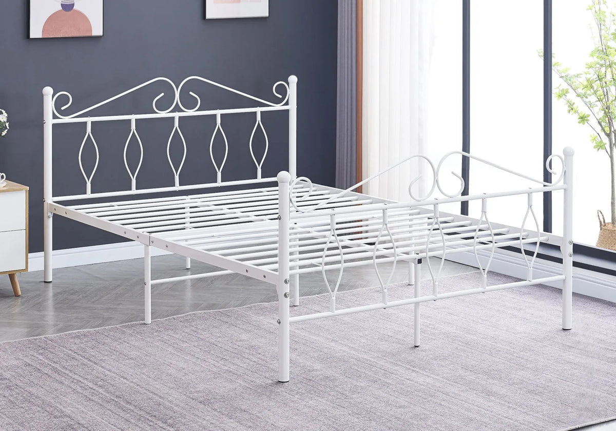 Lit en métal blanc moderne en 90, 140 et 160 cm | Kaelo