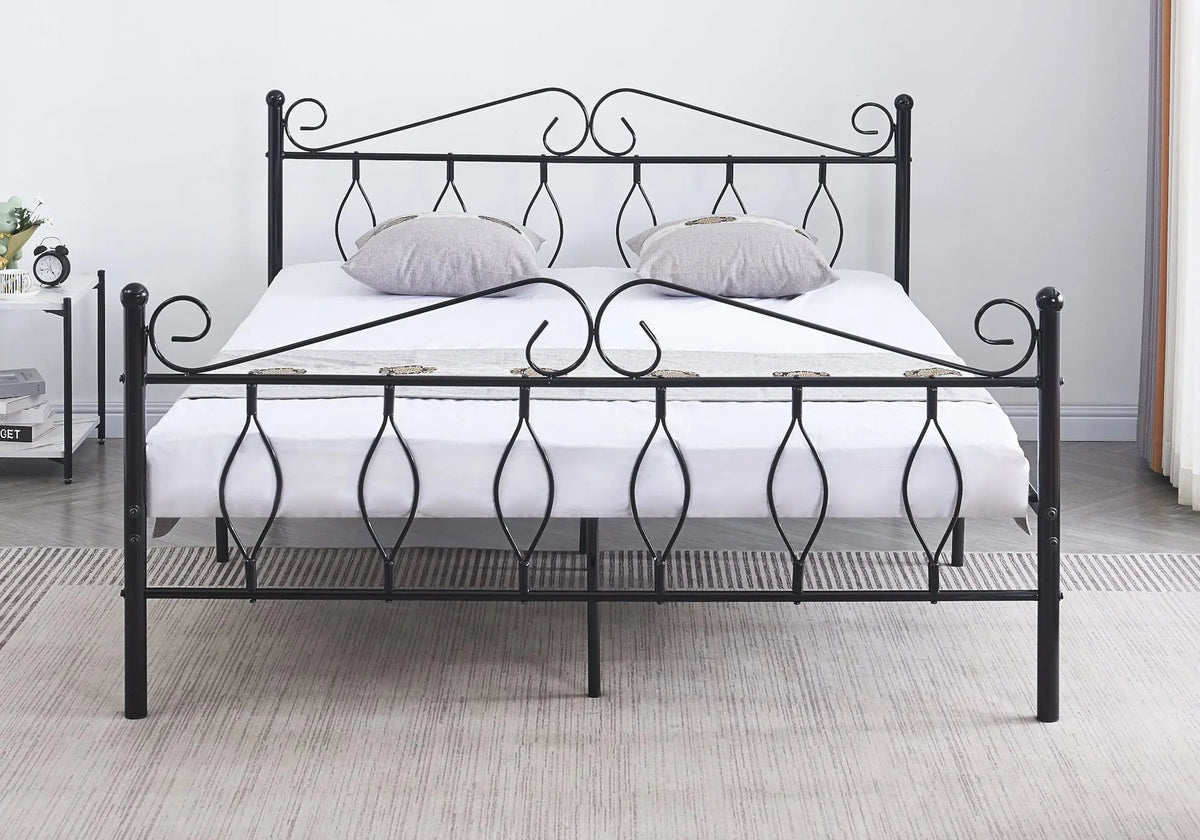 Lit en métal noir robuste pour chambre moderne | Kaelo