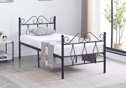 Lit en métal noir robuste pour chambre moderne | Kaelo