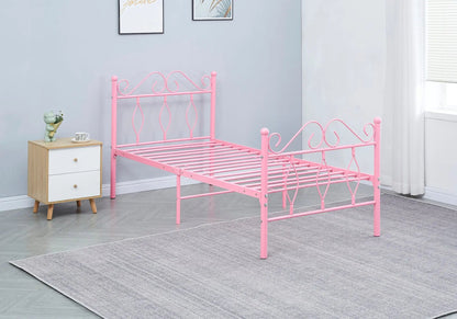 Lit en métal rose pour chambre d'enfant 90 cm | Kaelo