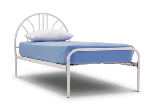 Lit simple 90x190 cm en métal blanc au design épuré | Valo
