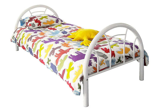 Lit simple 1 personne en métal blanc 90x190 cm | Arlo