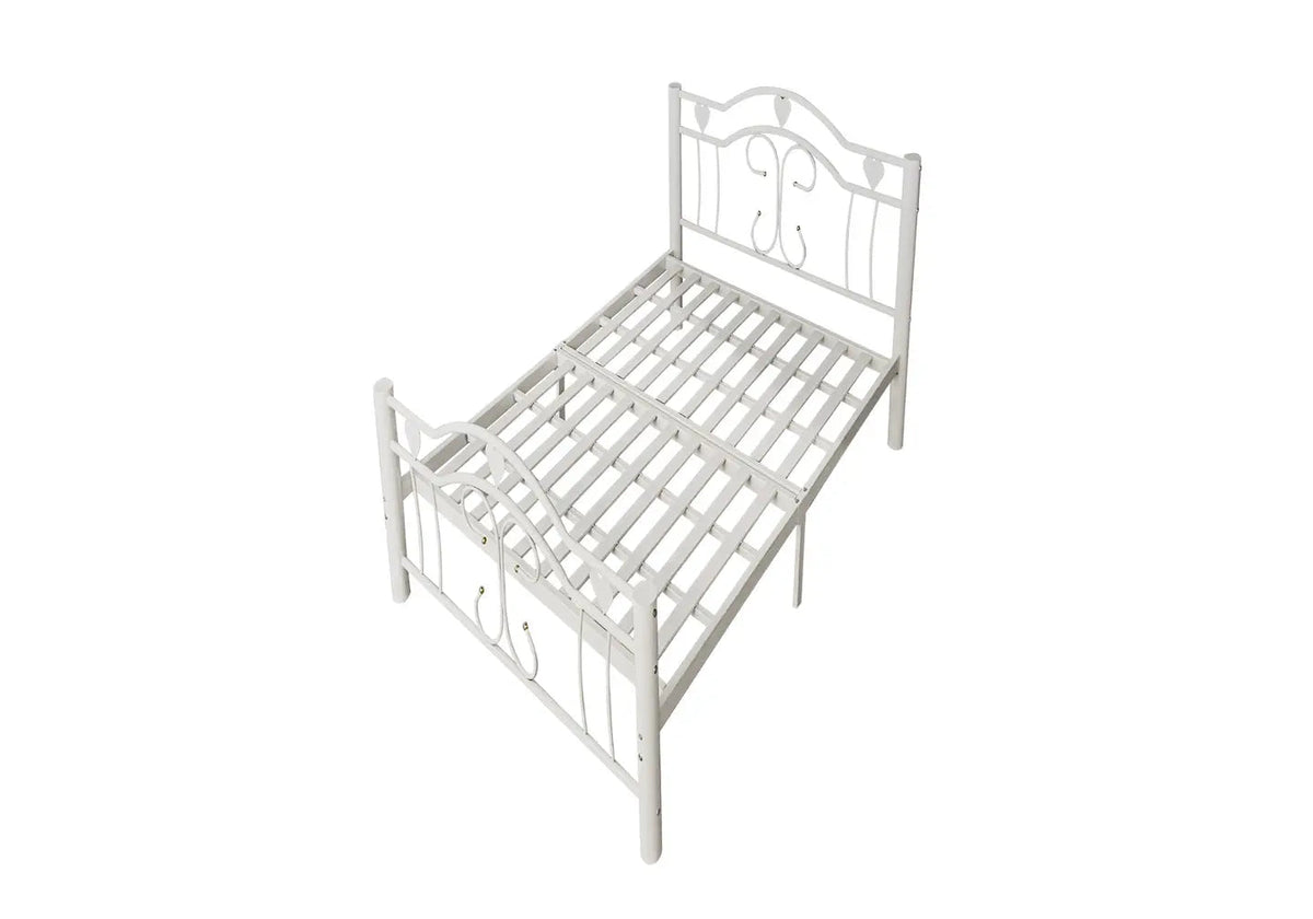 Lit simple en métal blanc pour chambre moderne | Ugo
