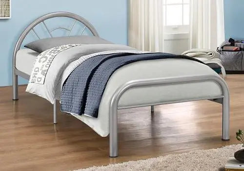 Lit simple en métal gris 90x190 cm style moderne | Valo