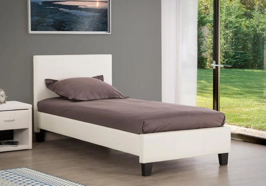 Cadre de lit simple simili cuir blanc moderne | Lido