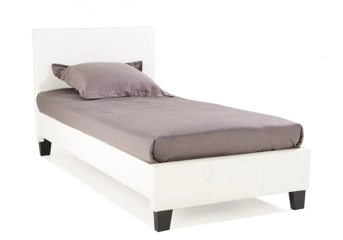 Cadre de lit simple simili cuir blanc moderne | Lido