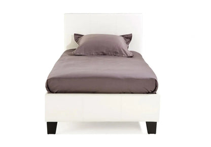 Cadre de lit simple simili cuir blanc moderne | Lido