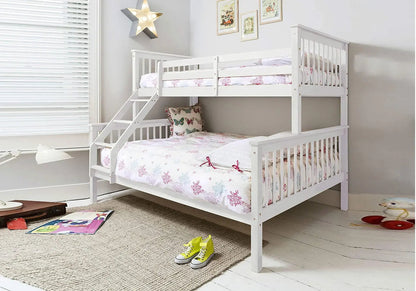 Lit superposé 2+1 places bois blanc pour enfant | Zeno